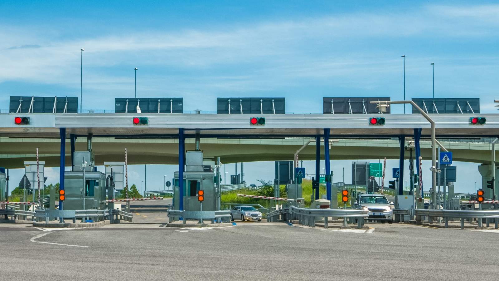 Toll Road Cars entering toll booth